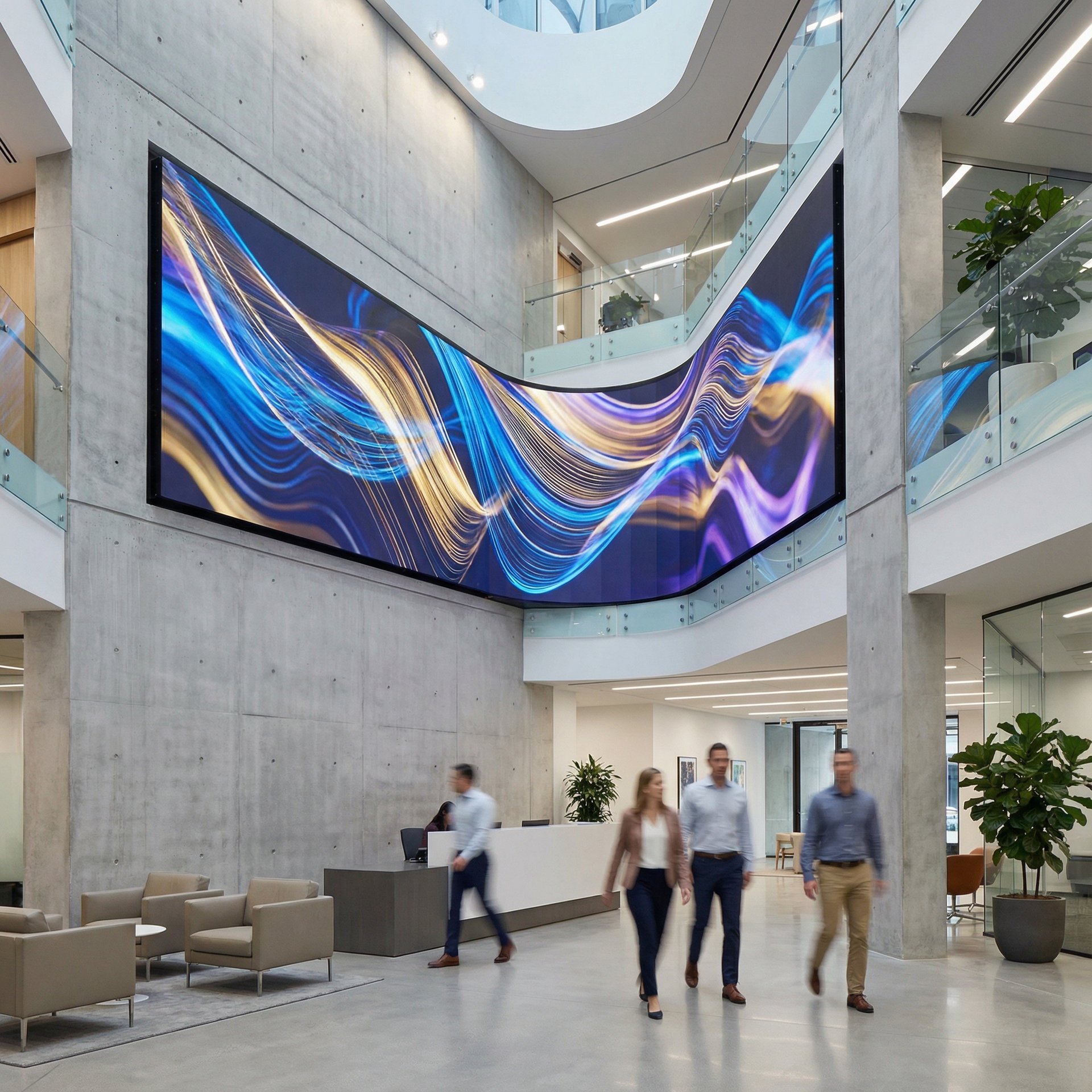 Espaco de eventos com videowall principal